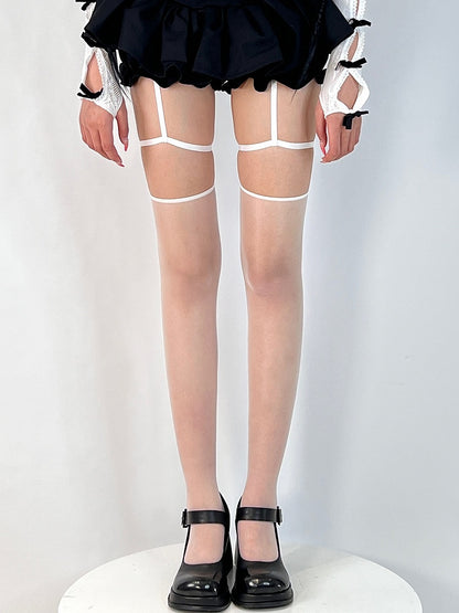 4 Color Options Semi-sheer Suspender Stockings