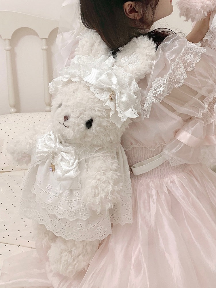 Sweet White Bunny Bag for Lolita - Multi-Way Wear with Interchangeable Outfits & Bows