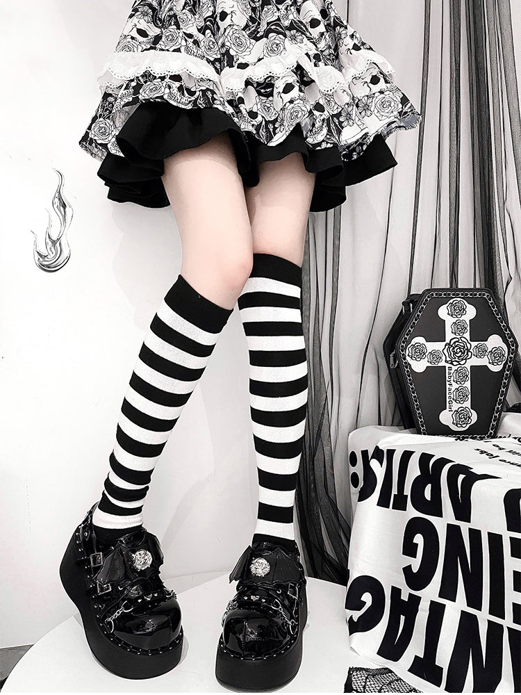 Devil Wings Punk Black Platforms Silver-tone Studs Goth Shoes