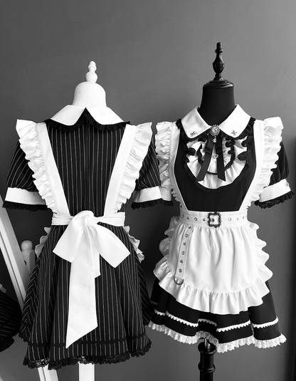 White Flutter Sleeves Self-tie Apron