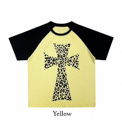 6 Colors Colorblock Design Loose Graphic T-Shirt