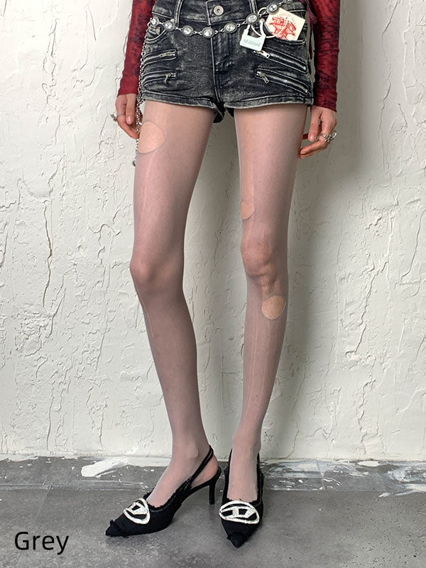 Purple/Black/White/Grey Cut-out Design Tights