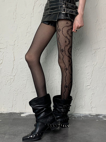 Black/White Y2K Print Design Tights