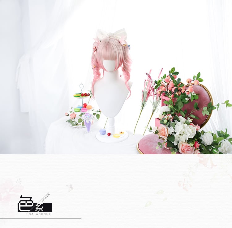 Mid-length Gradient Double Ponytail Curly Synthetic Wig