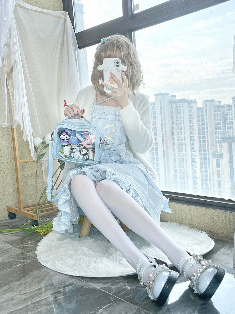 Sky Blue/Pink/Purple/White/Apricot PU Square Crossbody Ita Bag