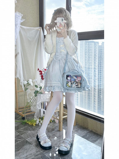 Sky Blue/Pink/Purple/White/Apricot PU Square Crossbody Ita Bag