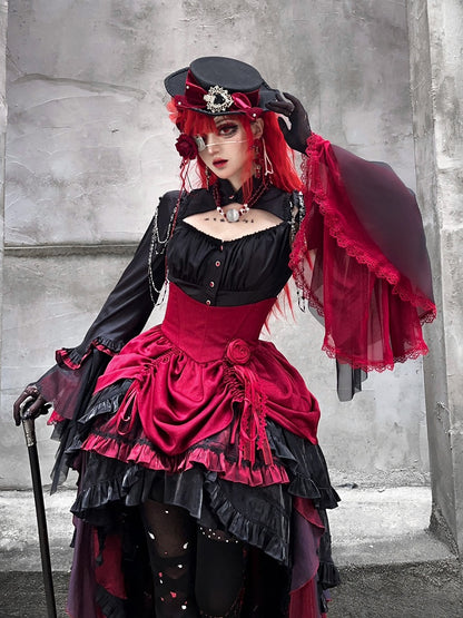 Clearance-Size XS for Bust 80CM Black Gothic Lolita Sleeveless Shirt with Detachable Sleeves