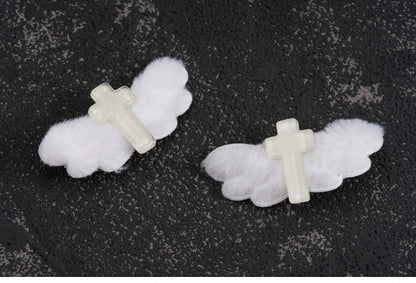 White Gothic Handmade Angel Wing Cross Hairclips