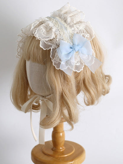 9 Color Options Sweet Lolita Bowknot Details Ruffled Hairband