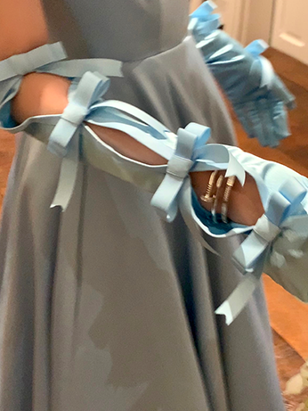 Blue Bowknot Vintage Gloves