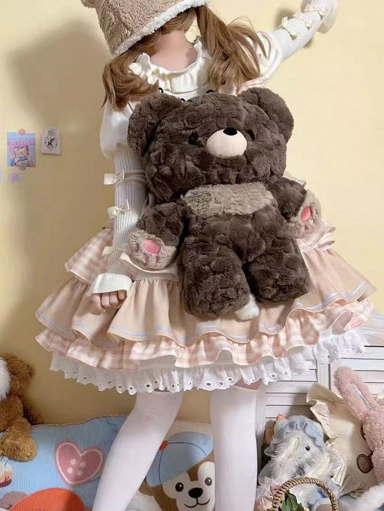 Chocolate Brown 35cm/50cm Plush Bear Backpack Detachable Shoulder Straps