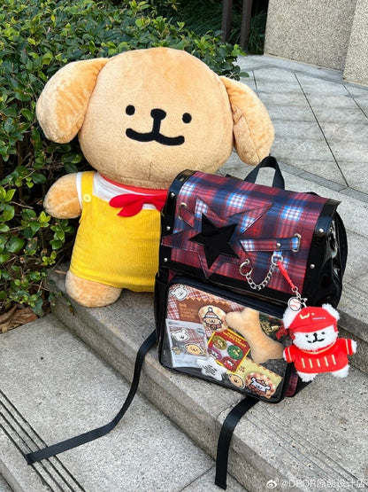 Red Plaid Star Ita Backpack