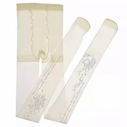 White Semi-sheer Rosette Print Lolita Tights