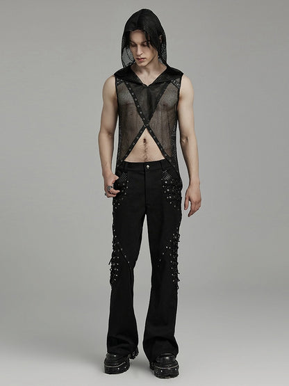 Black Punk Hooded Vest
