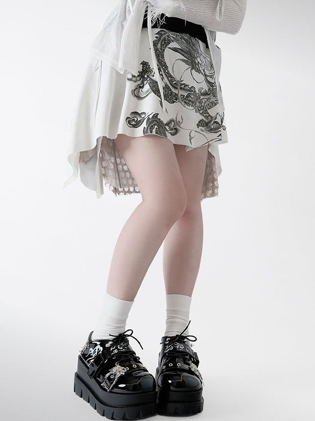 Polished Black Y2K Bittersweet Studs Details Print Design Platform Shoes