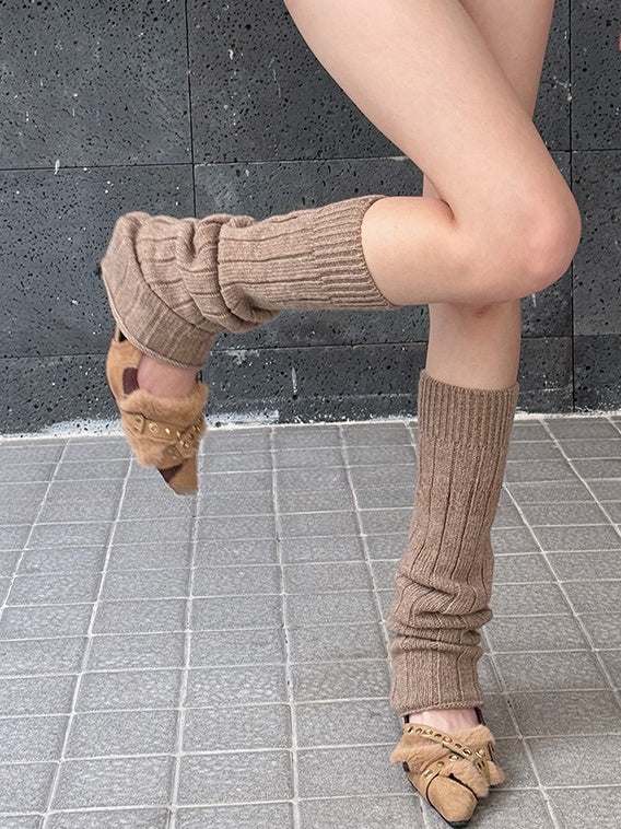 7 Options Y2K Ribbed Trim Knitted Leg Warmers