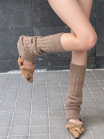 7 Options Y2K Ribbed Trim Knitted Leg Warmers