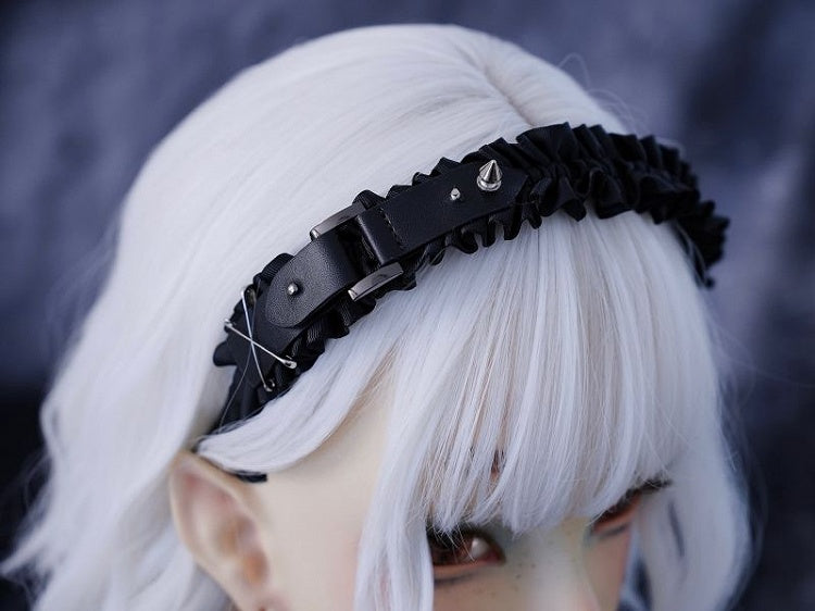 Stud Detail Black Gothic Ruffle KC