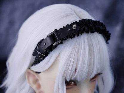 Stud Detail Black Gothic Ruffle KC