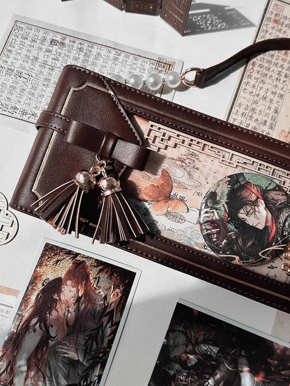 Brown PU Floral Pattern Cheongsam Style Ita Bag With Bow & Fringe Accent