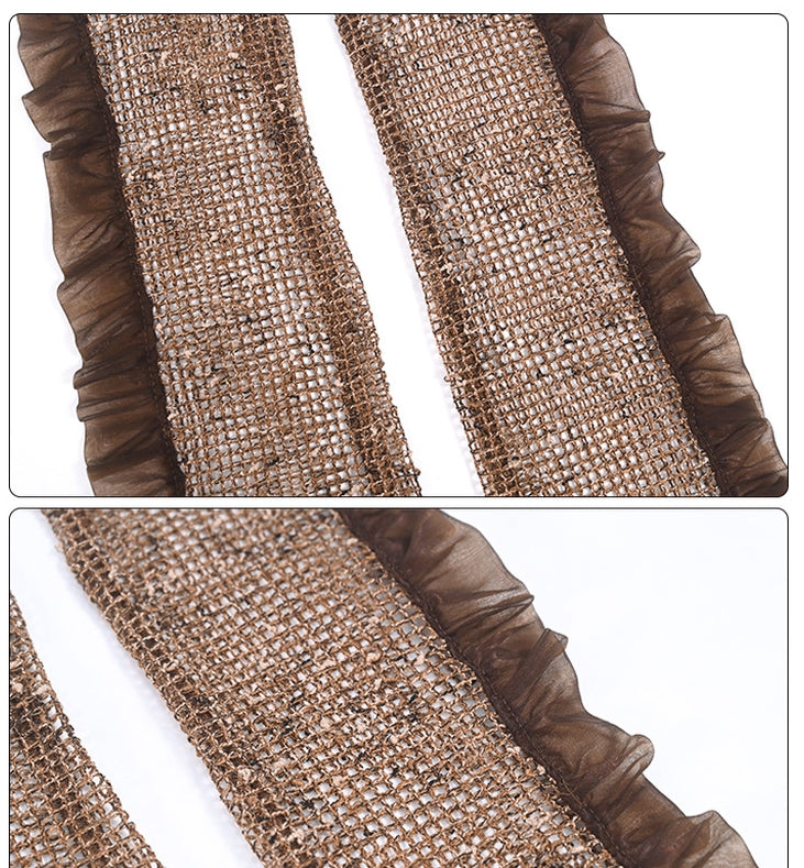 Wasteland Punk Summer Mesh Sleeves with Ruffles