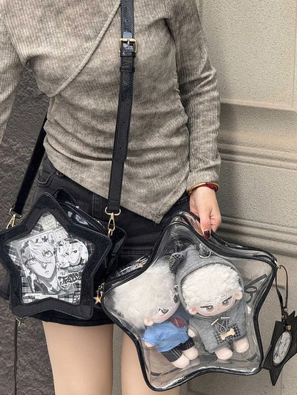 Black PU Star-shaped Ita Bag Set with Detachable Badge Charm
