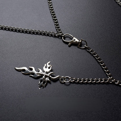 Silver Gothic Cross Charm Waist Chain