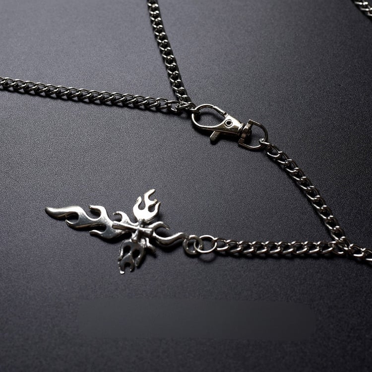 Silver Gothic Cross Charm Waist Chain