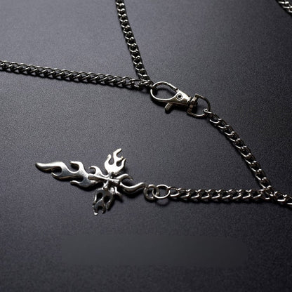 Silver Gothic Cross Charm Waist Chain