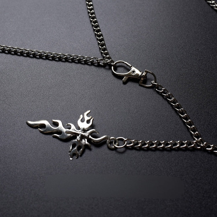 Silver Gothic Cross Charm Waist Chain
