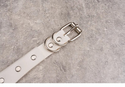 Cross Pendant White Studs Gothic PU Choker