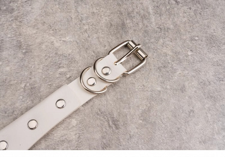 Cross Pendant White Studs Gothic PU Choker