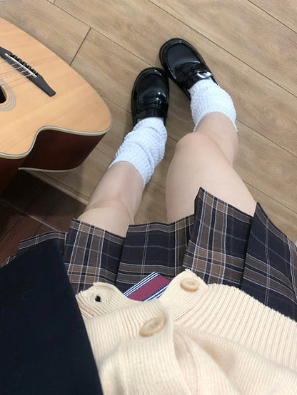 White JK Uniform Knitted Calf Socks 60CM/100CM Length