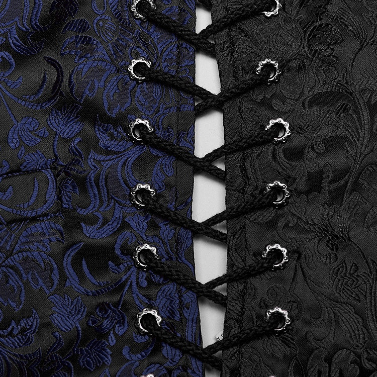 Black and Blue Goth Jacquard Waistcoat