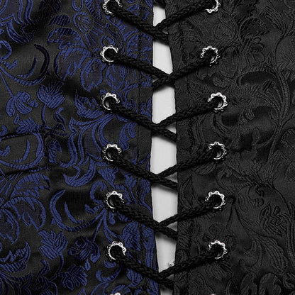 Black and Blue Goth Jacquard Waistcoat