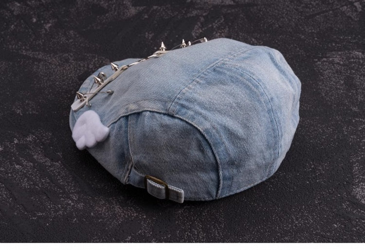 Studs and White Wings Light Blue Denim Hat