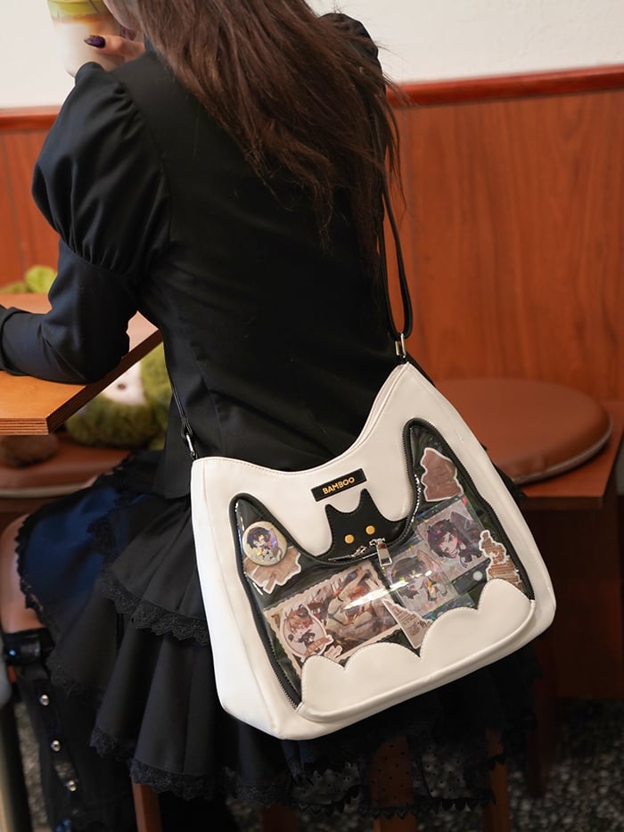White Bat Design Crossbody Ita Bag