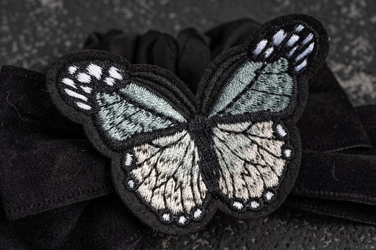 Embroidery Butterfly Black Scrunchie