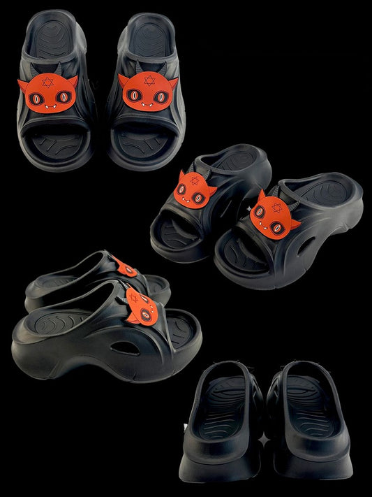 Red Devil Black Gothic Summer Slippers