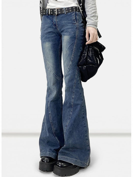 Blue Low Waist Flare Silhouette Jeans