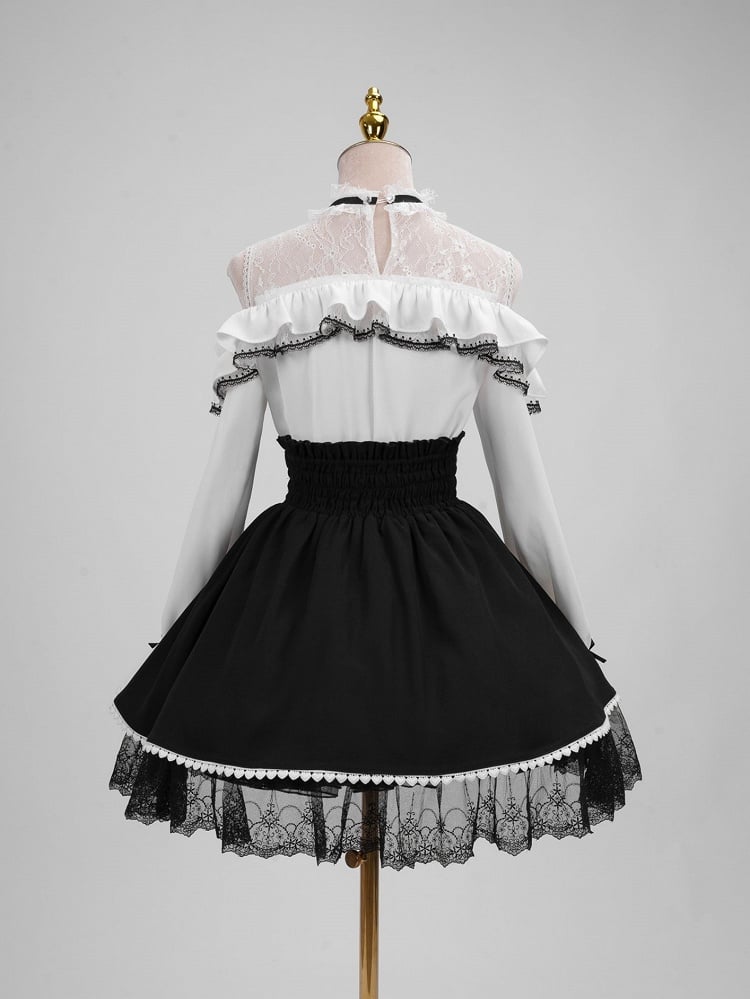 Jirai Kei Buckles and Lace-up High Waist Black Skirt US Size