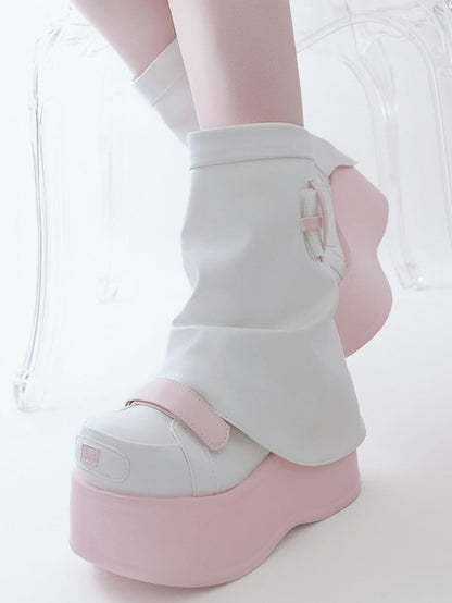 Pink Yami Kawaii Zip Closure at Sides Platform Boots