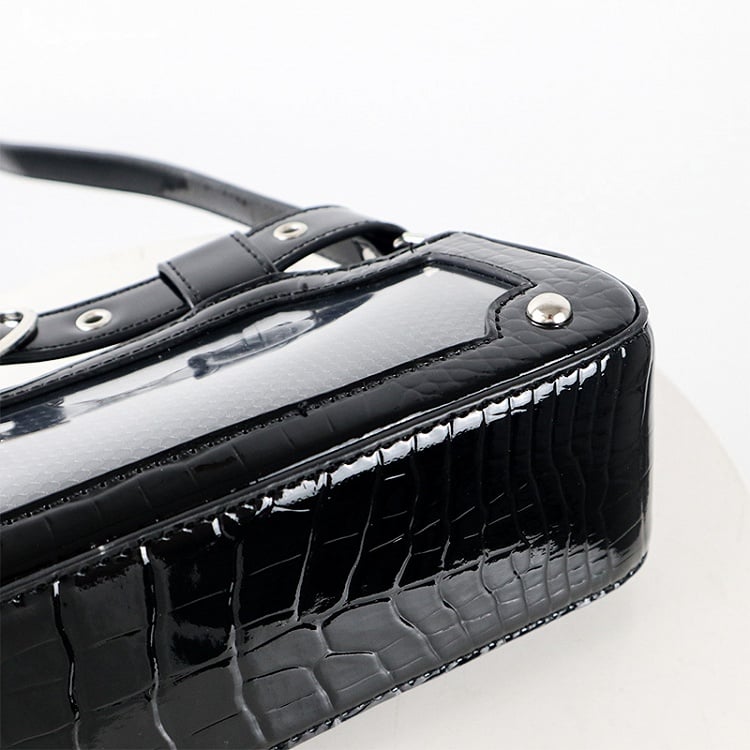 Black Ita Bag with Chain and Heart Charm