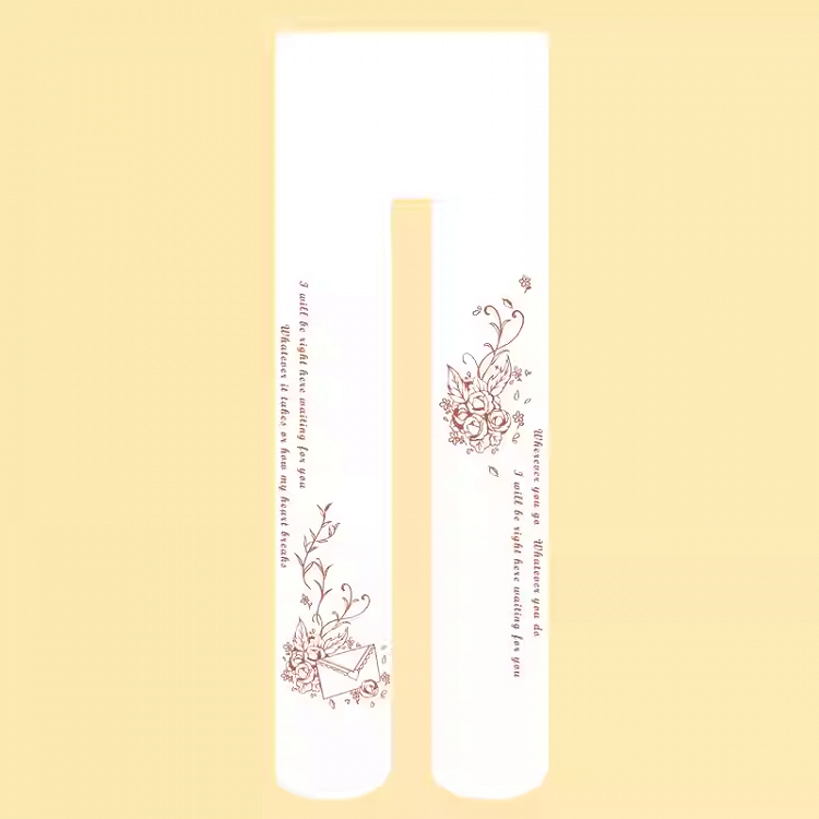 White Semi-sheer Rosette Print Lolita Tights