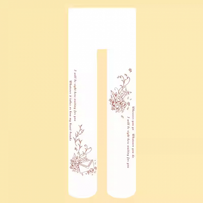 White Semi-sheer Rosette Print Lolita Tights