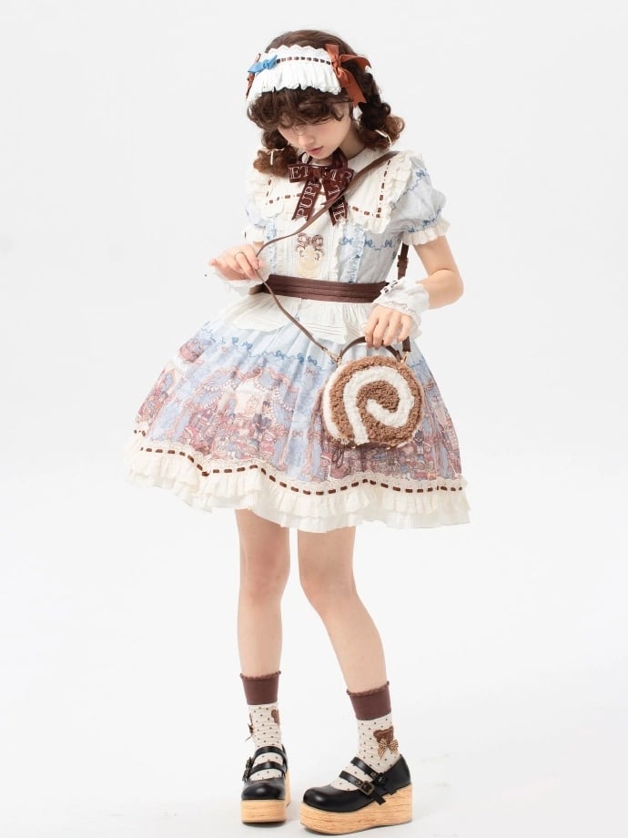 Dark Brown Kawaii Plush Round Shoulder Bag - Sweet Lolita Dessert Style