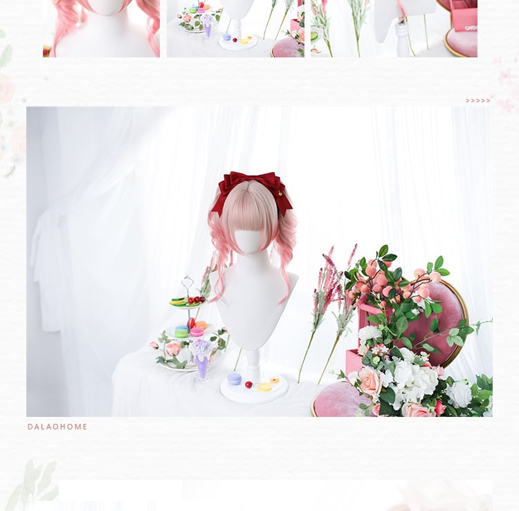 Mid-length Gradient Double Ponytail Curly Synthetic Wig