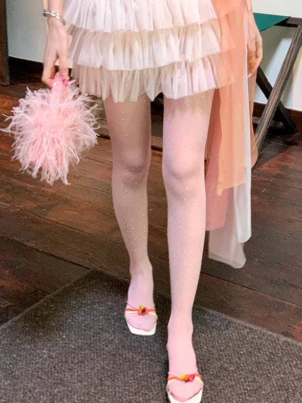 Pink/White/Black/Brown/Nude Rhinestones Decorated Tights