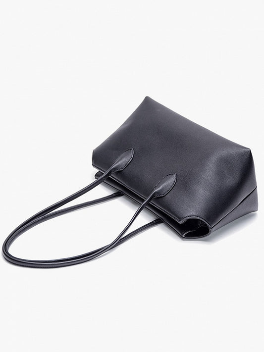 Black Minimalist Soft-Sided One-Shoulder Tote Bag - Spacious And Stylish