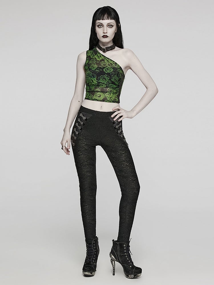 Black Goth Texture Leggings